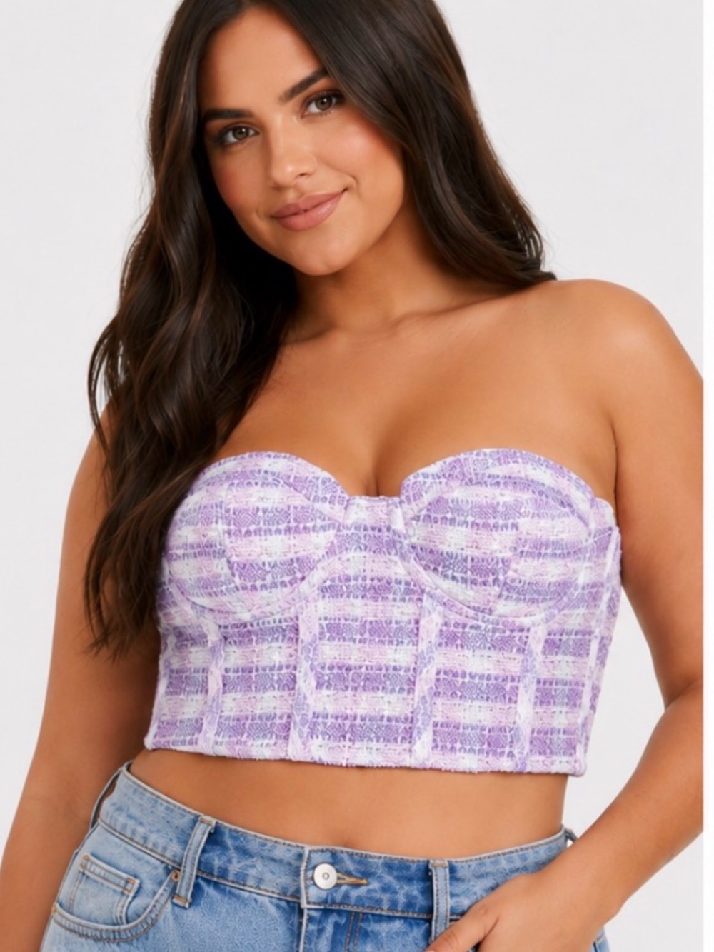 NWT ZARA Tweed Bustier Corset Crop Top